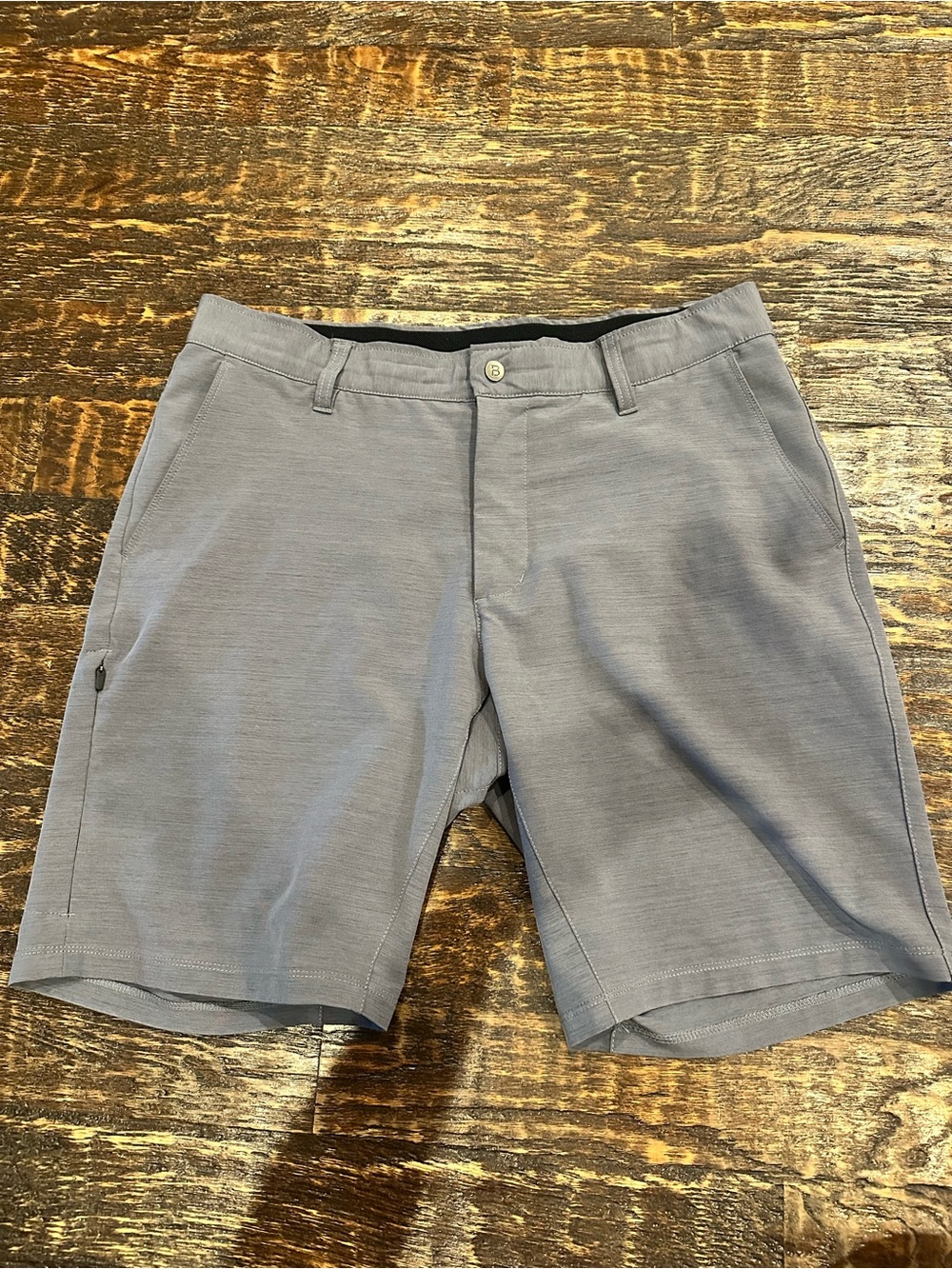 BYLT Basics kinetic Men's Grey Flat-Front Performance Shorts